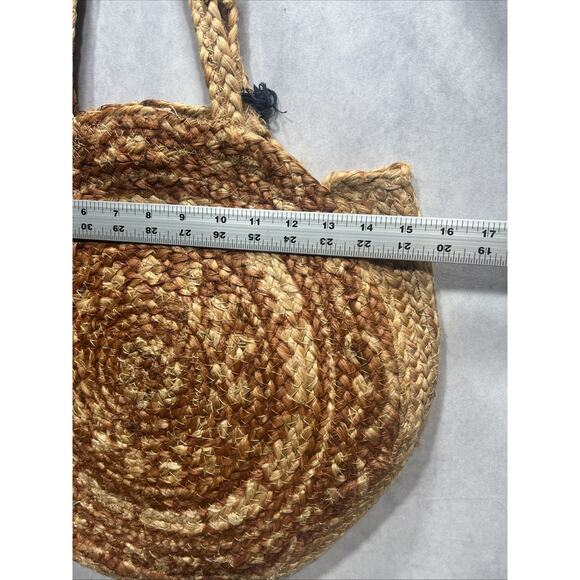 Chloe & Lex Round Woven Jute Tote Shoulder Bag Boho Vacation Summer Beach NWT - Picture 6 of 11